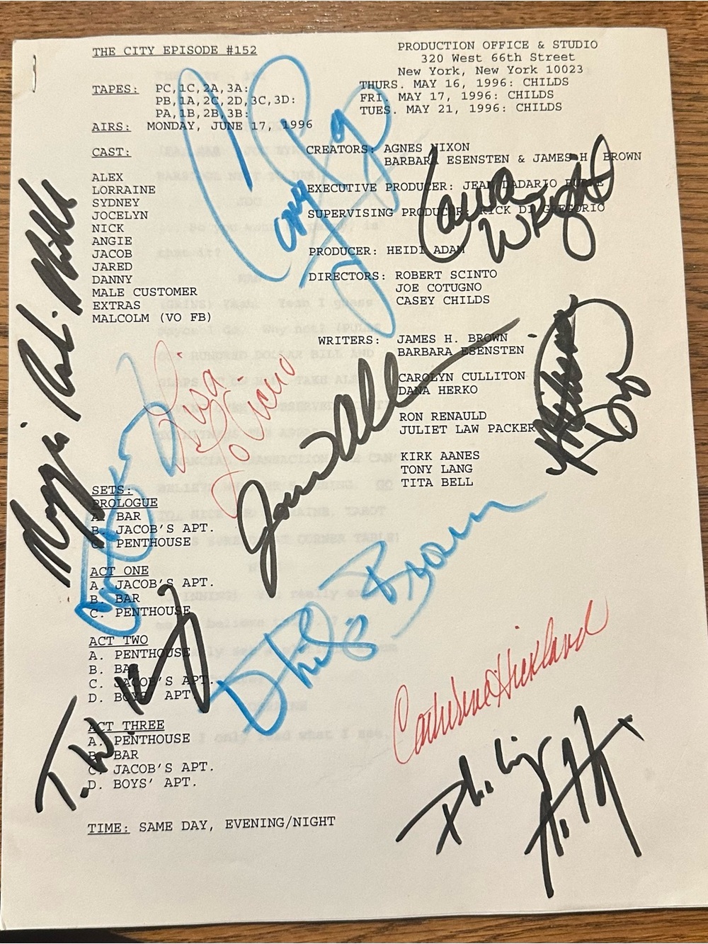 Signed TV Script Page with Multicolor Autographs - Picture 3 of 3